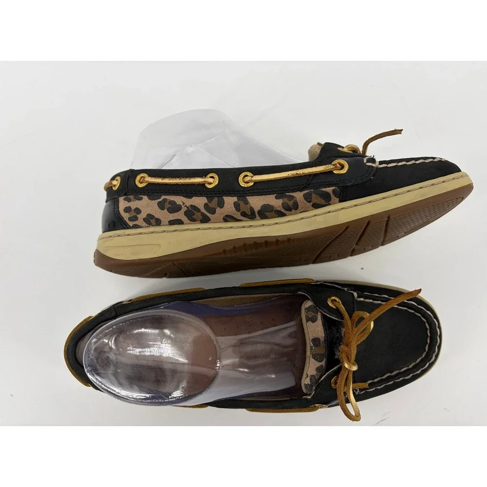 Sperry Top Sider Angelfish Shimmer Black/Gold Boat Shoes, Women's Size 7.5